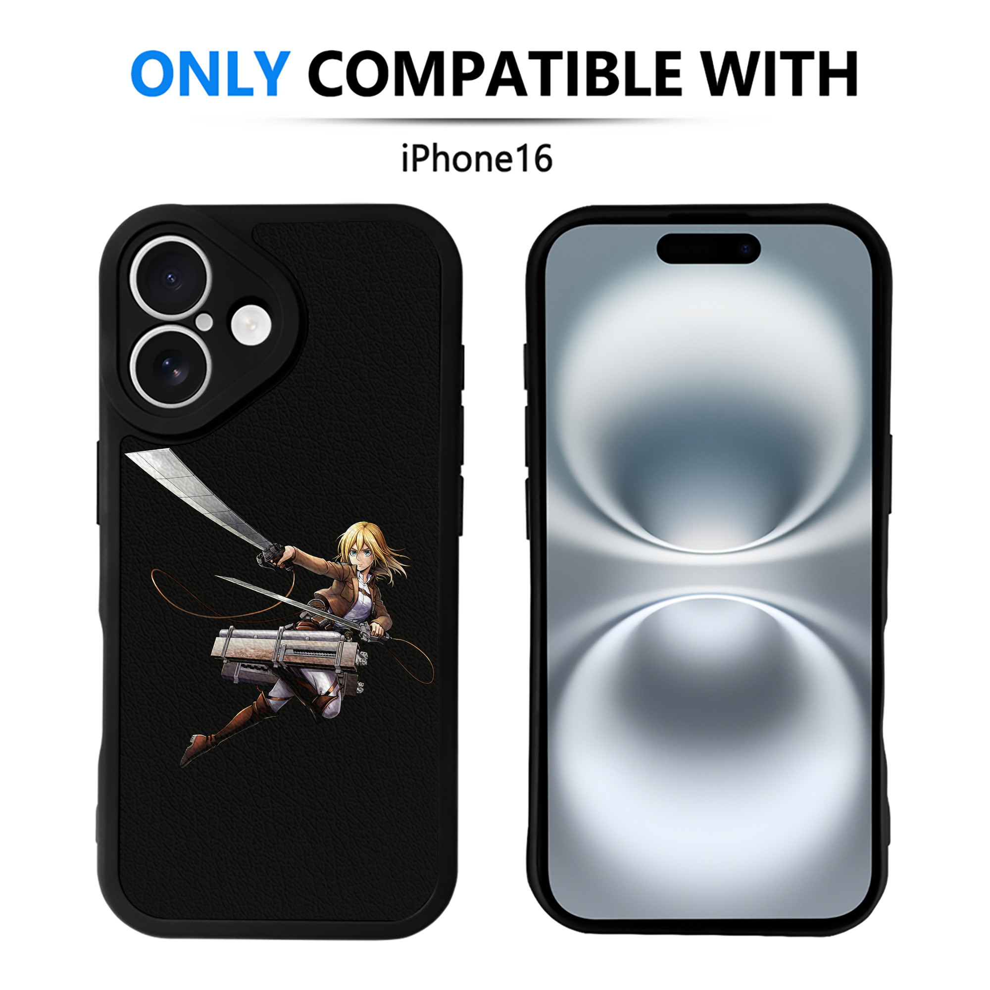 （画像用） 進撃の巨人 クリスタ·レンズ Attack on Titan Christa Lenz 【iPhone 16シリーズ対応】シリコンスマホケース（レザー調） 材質：シリコン
